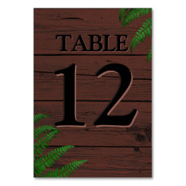 Boho Brown Wood Greenery Typografie Tischnummer