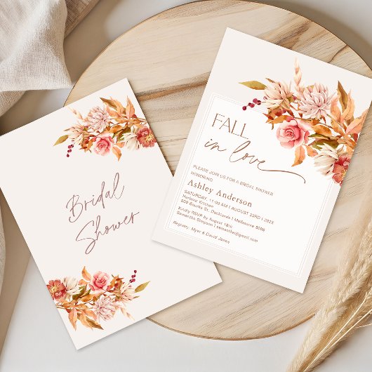 Boho Browns Fall Floral Fall In Liebe Brautparty Einladung