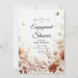 Boho Browns with Butterflies Engagement Shower Einladung