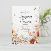 Boho Browns with Butterflies Engagement Shower Einladung (Stehend Vorderseite)