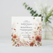 Boho Browns with Butterflies Floral Wedding Einladung (Stehend Vorderseite)