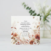 Boho Browns with Butterflies Floral Wedding Einladung (Stehend Vorderseite)