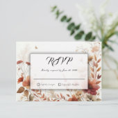 Boho Browns with Butterflies Floral Wedding RSVP Karte (Stehend Vorderseite)