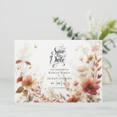 Boho Browns with Butterflies Floral Wedding Save The Date (Stehend Vorderseite)