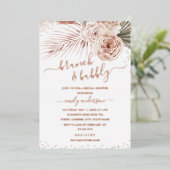 Boho Brunch and Bubbly ROSE GOLD Brautparty Folieneinladung (Stehend vorne)