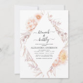 Boho Brunch & Bubbly Brautparty Dusty Pink Einladung (Vorderseite)