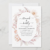 Boho Brunch & Bubbly Brautparty Dusty Pink Invi Einladung (Vorderseite)