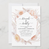 Boho Brunch & Bubbly Brautparty Dusty Pink Invi Einladung (Vorderseite)