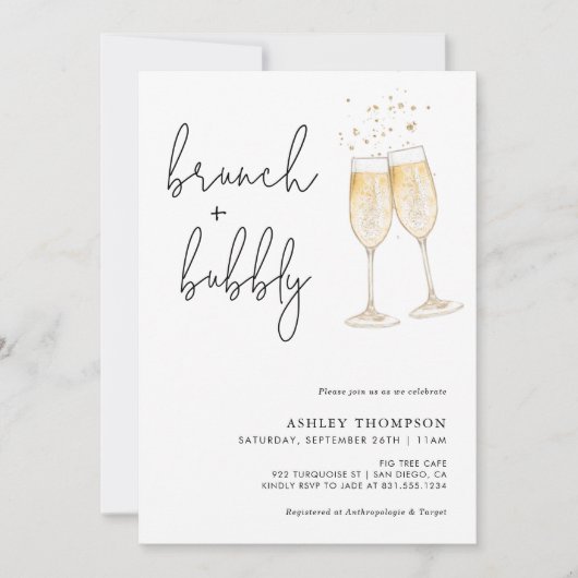 Boho Brunch & Bubbly Bridal Dusche Einladung (Vorderseite)