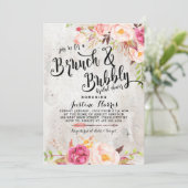 Boho Brunch und Blubbly Bridal Dusche Einladung (Stehend Vorderseite)