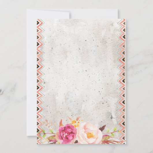 Boho Brunch und Blubbly Bridal Dusche Einladung (Rückseite)