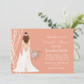 Boho Brünett Bridge mit Perlen-Brautparty Einladung (Stehend Vorderseite)