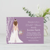 Boho Brünett Bridge with Pearls Brautparty P Einladung (Stehend Vorderseite)