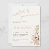 Boho Bubbly Petals & Prosecco Script Brautparty Einladung (Vorderseite)