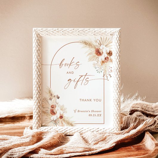 Boho Bücher & Geschenke-Zeichen | Arch Pampas Gras Poster