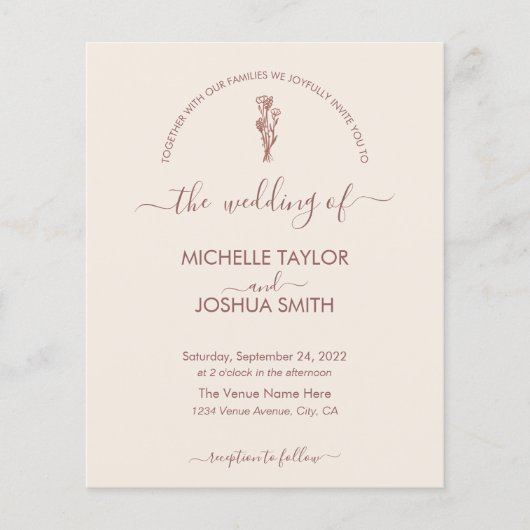 Boho Budget Terracotta Botanische Flora Moderne (Vorderseite)