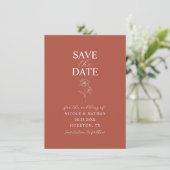 Boho Budget Terracotta Rust Blume Wedding | DIY S Save The Date (Stehend Vorderseite)