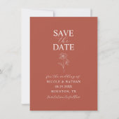 Boho Budget Terracotta Rust Blume Wedding | DIY S Save The Date (Vorderseite)