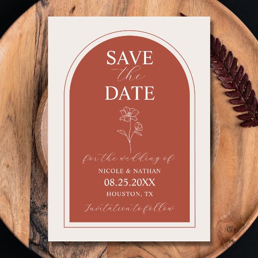 Boho Budget Terracotta Rust Blume Wedding | DIY Save The Date