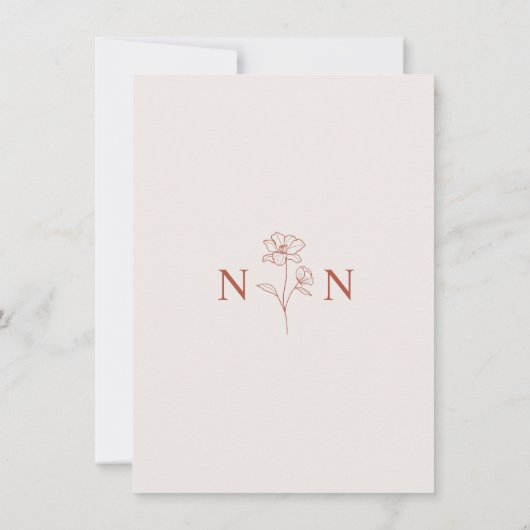 Boho Budget Terracotta Rust Blume Wedding | DIY Save The Date (Rückseite)