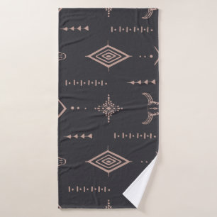 Boho-Büffelschädel, ethnisch nahtlos. Badehandtuch