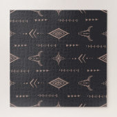 Boho-Büffelschädel, ethnisch nahtlos. Puzzle (Horizontal)