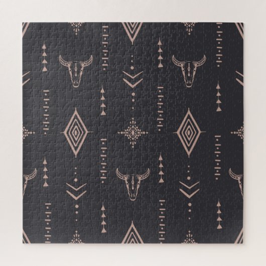 Boho-Büffelschädel, ethnisch nahtlos. Puzzle (Vertikal)