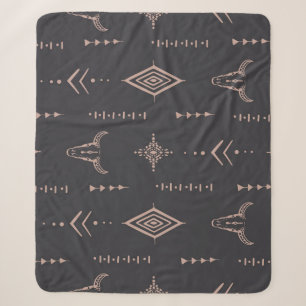 Boho-Büffelschädel, ethnisch nahtlos. Sherpadecke