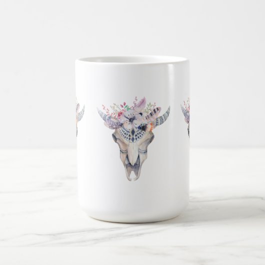 Boho Bull Scull Blumenstrauß Kaffeetasse (Mittel)
