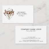 Boho Bull Skull & Colorful Tribal Blume Bouquet Visitenkarte (Vorne/Hinten)