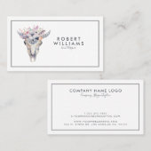 Boho Bull Skull & Tribal Blume Bouquet Visitenkarte (Vorne/Hinten)