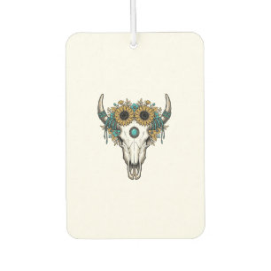Boho Bullenschädel Sonnenblume Vintage Western Gra Autolufterfrischer