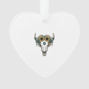 Boho Bullenschädel Sonnenblume Vintage Western Gra Ornament