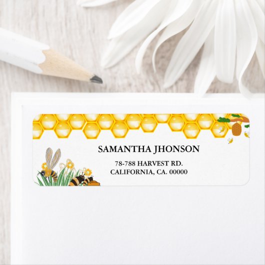 Boho Bumble Bee Floral Rückgabeadresse (Insitu)