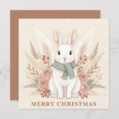 Boho Bunny Christmas Feiertagskarte (Vorne/Hinten)