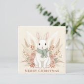 Boho Bunny Christmas Feiertagskarte (Stehend Vorderseite)