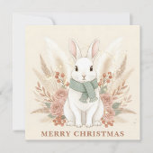 Boho Bunny Christmas Feiertagskarte (Vorderseite)