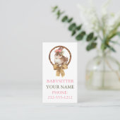 BOHO Bunny Coquette Bow Babysitter Business Cards Visitenkarte (Stehend Vorderseite)