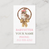 BOHO Bunny Coquette Bow Babysitter Business Cards Visitenkarte (Vorderseite)