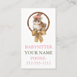 BOHO Bunny Coquette Bow Babysitter Business Cards Visitenkarte