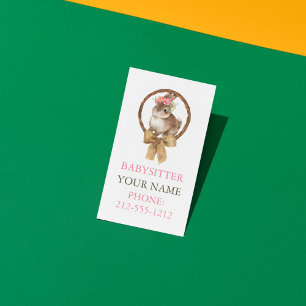 BOHO Bunny Coquette Bow Babysitter Business Cards Visitenkarte