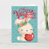 Boho Bunny Happy Valentine's Day Karte (Vorderseite)