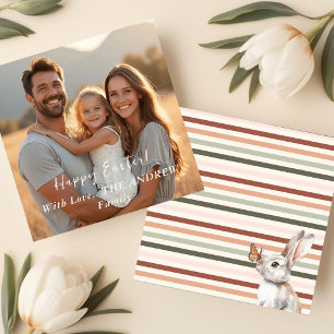 Boho Bunny Minimalistisch Osterfest Foto Feiertagskarte