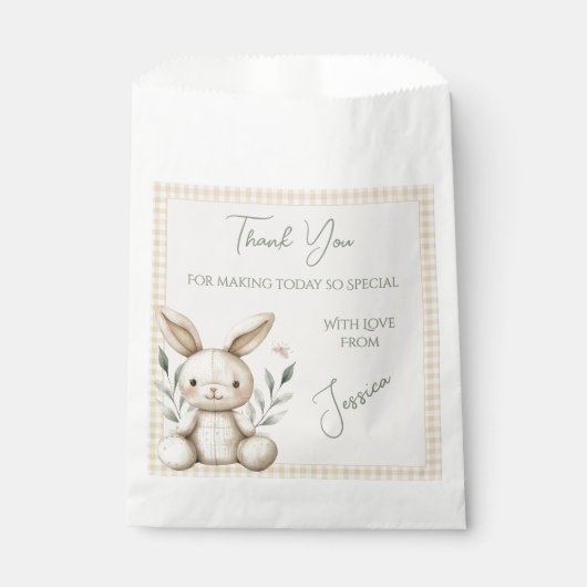 Boho Bunny Neutral Baby Duwer Gevor Geschenktütchen (Vorderseite)