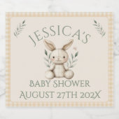 ~Boho Bunny Neutral Baby Shower Alkoholflaschenetikett (Einzelnes Label)