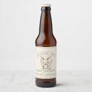 ~Boho Bunny Neutral Baby Shower Bierflaschenetikett