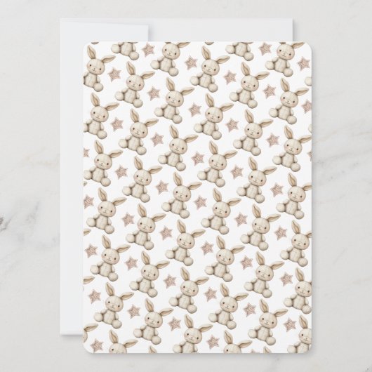 Boho Bunny Neutral Baby Shower Invitation Einladung (Rückseite)