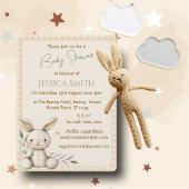 Boho Bunny Neutral  Baby Shower Invitation Einladung