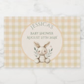 ~Boho Bunny Neutral Baby Shower Schaumweinetikett (Einzelnes Label)