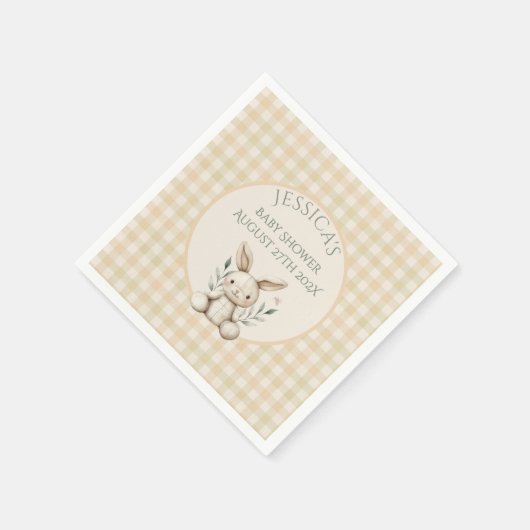 ~Boho Bunny Neutral Baby Shower Serviette (Ecke)